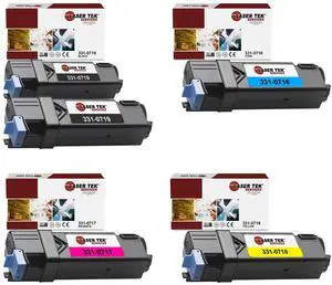 Laser Tek Services Compatible Toner Cartridge Replacement for Dell 331-0719 331-0716 331-0717 331-0718 Works with Dell 2150 2150CDN 2150CN 2155 Printers (Black, Cyan, Magenta, Yellow, 5 Pack)