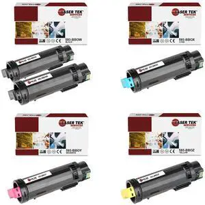 Laser Tek Services Compatible Toner Cartridge Replacement for Dell 825 593-BBOW 593-BBOX 593-BBOY 593-BBOZ Works with Dell H625cdw H825cdw, S2825cdn Printers (Black, Cyan, Magenta, Yellow, 5 Pack)