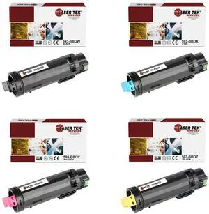 Laser Tek Services Compatible Toner Cartridge Replacement for Dell 825 593-BBOW 593-BBOX 593-BBOY 593-BBOZ Works with Dell H625cdw H825cdw, S2825cdn Printers (Black, Cyan, Magenta, Yellow, 4 Pack)