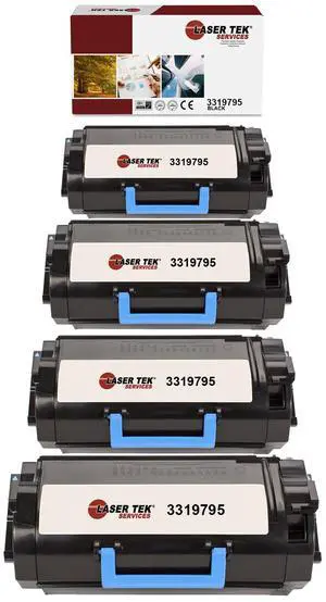 Laser Tek Services Compatible Toner Cartridge Replacement for Dell B5465 3319795 YT3W1 FGVX0 Works with Dell B5465 B5465dnf Printers (Black, 4 Pack) - 45,000 Pages