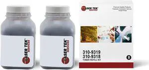 Laser Tek Services ® 2 Pack Black Toner Refill Kit with reset chip for the Dell 1125 310-9319 310-6640 TX300 XP407