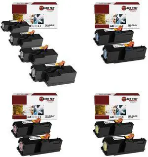 Laser Tek Services Compatible Toner Cartridge Replacement for Dell E525 593-BBJX 593-BBJU 593-BBJV 593-BBJW Works with Dell Multi-Function E525w Printers (Black, Cyan, Magenta, Yellow, 10 Pack)