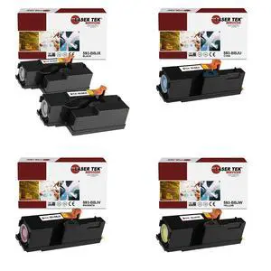 5Pk LTS E525 B C M Y Compatible for Dell Multi-Function E525w Toner Cartridge