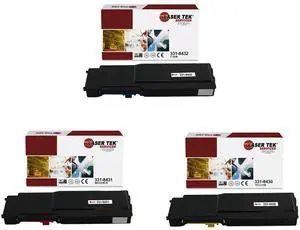 Laser Tek Services Compatible Toner Cartridge Replacement for Dell C3760 331-8434 331-8434 331-8430 Workd with Dell C3760dn C3760n C3765dnf Printers (Cyan, Magenta, Yellow, 3 Pack)