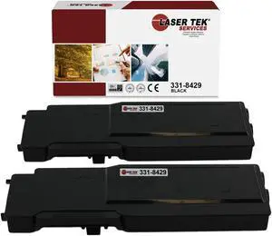 Laser Tek Services Compatible Toner Cartridge Replacement for Dell C3760 331-8429 Works with Dell C3760dn C3760n C3765dnf Printers (Black, 2 Pack) - 11,000 Pages