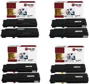 8Pk LTS C3760 B C M Y Compatible for Dell C3760dn C3760n Toner Cartridge