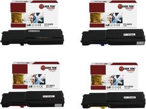 Laser Tek Services Compatible Toner Cartridge Replacement for Dell C3760 331-8429 331-8434 331-8434 331-8430 Works with Dell C3760dn C3760n C3765dnf Printers (Black, Cyan, Magenta, Yellow, 4 Pack)
