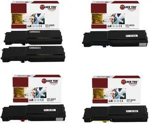 Laser Tek Services Compatible Toner Cartridge Replacement for Dell C3760 331-8429 331-8434 331-8434 331-8430 Works with Dell C3760dn C3760n C3765dnf Printers (Black, Cyan, Magenta, Yellow, 5 Pack)