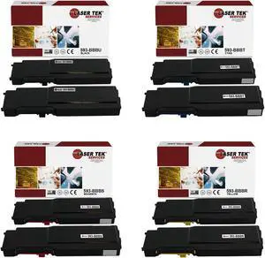 Laser Tek Services Compatible Toner Cartridge Replacement for Dell C2660 593-BBBU 593-BBBT 593-BBBS 593-BBB Works with Dell C2660dn C2665dnf C2665dn Printers (Black, Cyan, Magenta, Yellow, 8 Pack)