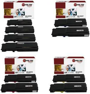 Laser Tek Services Compatible Toner Cartridge Replacement for Dell C2660 593-BBBU 593-BBBT 593-BBBS 593-BBB Works with Dell C2660dn C2665dnf C2665dn Printers (Black, Cyan, Magenta, Yellow, 10 Pack)