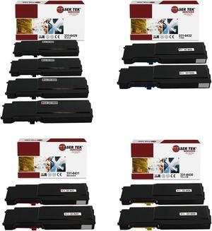 Laser Tek Services Compatible Toner Cartridge Replacement for Dell C3760 331-8429 331-8434 331-8434 331-8430 Work with Dell C3760dn C3760n C3765dnf Printers (Black, Cyan, Magenta, Yellow, 10 Pack)