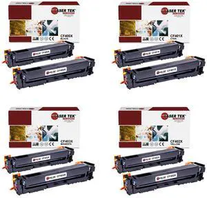 Laser Tek Services Compatible High Yield Toner Cartridge Replacement for HP 201X CF400X CF401X CF402X CF403X Works with HP Color Laserjet Pro M252dw MFP Printers (Black, Cyan, Magenta, Yellow, 8 Pack)