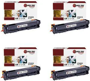 Laser Tek Services Compatible High Yield Toner Cartridge Replacement for HP 201X CF400X CF401X CF402X CF403X Works with HP Color Laserjet Pro M252dw MFP Printers (Black, Cyan, Magenta, Yellow, 4 Pack)