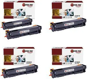 Laser Tek Services Compatible High Yield Toner Cartridge Replacement for HP 201X CF400X CF401X CF402X CF403X Works with HP Color Laserjet Pro M252dw MFP Printers (Black, Cyan, Magenta, Yellow, 5 Pack)