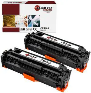 Laser Tek Services Compatible Toner Cartridge Replacement for HP 305A CE410A Works with HP Laserjet Pro M451dn M451dw M451nw M475dn Printers (Black, 2 Pack) - 2,200 Pages