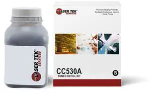 Laser Tek Services ® Black Toner Refill with reset chip for HP Color LaserJet CP2025 CM2320fxi CM2320n CM2320nf CC530A