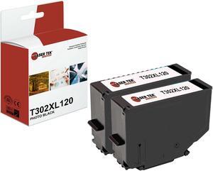 Laser Tek Services Compatible High Yield Ink Cartridge Replacement for Epson 302XL T302XL120 Works with Epson Expression Premium XP-6000 Printers (Pigment Black, 2 Pack) - 550 Pages