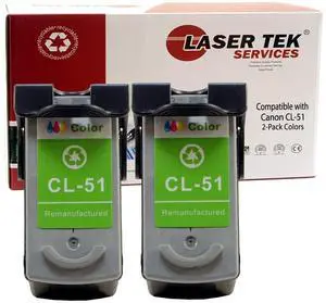 Laser Tek Services Compatible High Yield Ink Cartridge Replacement for Canon CL-51 0618B002AA Works with Canon CL-51 0618B002AA (Color, 2 Pack) - 330 pages