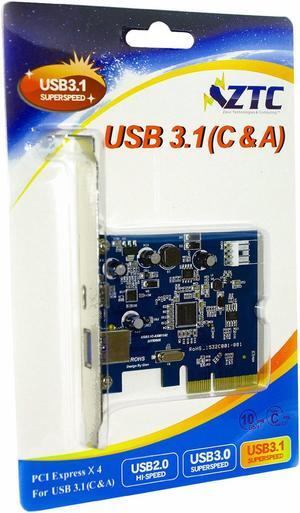 ZTC Sky USB 3.1 Add-On PCIe Card High Speed Dual C and A USB ports Model ZTC-PCIE001-C3