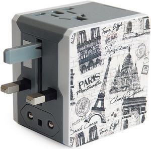 Retro Series Worldwide Travel Power Adapter with 2 USB ports 5V / 2.1A - Paris Edition Model A7-RetroPar