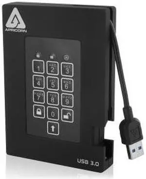 APRICORN A25-3PL256-1000F Padlock A25-3PL256-1000F 1 TB External Hard Drive  /USB 3.0 - 5400 rpm - 8 MB Buffer - Portable