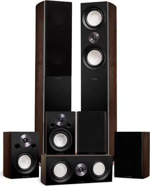 Fluance Reference Surround Sound Home Theater 7.0 Channel Speaker System including 3-Way Floorstanding Towers, Center Channel, Surrounds and Rear Surrounds - Natural Walnut (X870WR)