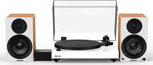 Fluance Reference RT82 High Fidelity Vinyl Turntable (White), PA10 Phono Preamp, Ai41 Powered 5" Bookshelf Speakers (Lucky Bamboo), Ortofon OM10 Cartridge, 90W Class D Amplifier, Bluetooth