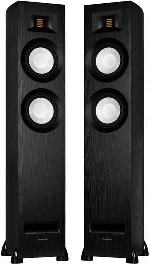 Fluance Ri91 Reference Stereo Powered Floorstanding Tower Speakers with High Performance AMT Tweeters, 2x6.5" Drivers, 150W Amplifier for Turntable, TV, PC - HDMI, Bluetooth, RCA & Sub Out (Black Ash)