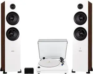 Fluance RT87 Reference High Fidelity Dual-Plinth Turntable (Piano White), Ai81 Powered Floorstanding Tower Speakers (White Walnut), PA10 Phono Preamp Fluance RT87 Reference High Fidelity Dual-Plinth Turntable (Piano White), Ai81 Powered Floorstanding Tower Speakers (White Walnut), PA10 Phono Preamp
