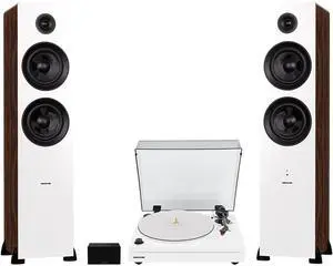 Fluance RT87 Reference High Fidelity Dual-Plinth Turntable (Piano White), Ai81 Powered Floorstanding Tower Speakers (White Walnut), PA10 Phono Preamp Fluance RT87 Reference High Fidelity Dual-Plinth Turntable (Piano White), Ai81 Powered Floorstanding Tower Speakers (White Walnut), PA10 Phono Preamp