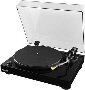 Fluance RT80 Classic High Fidelity Vinyl Turntable Record Player with Audio Technica AT91 Cartridge, Belt Drive, Built-in Preamp, Adjustable Counterweight, Solid Wood Plinth - Piano Black