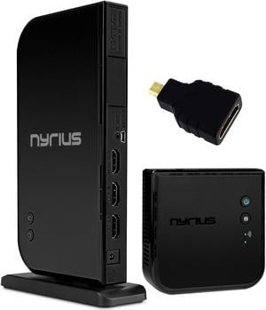 Nyrius ARIES Home+ Wireless HDMI 2x Input Transmitter & Receiver for Streaming HD 1080p 3D Video and Digital Audio - BONUS HDMI to Micro HDMI Adapter Included