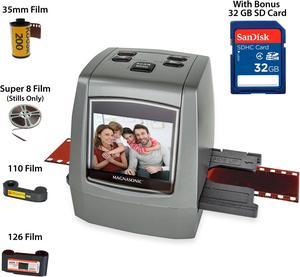 Magnasonic All-In-One High Resolution 24MP Film Scanner, Vibrant 2.4" LCD Screen, Converts 126KPK/135/110/super 8 Film, Slides & Negatives into Digital Photos, with Bonus 32GB SD Card (FS50)