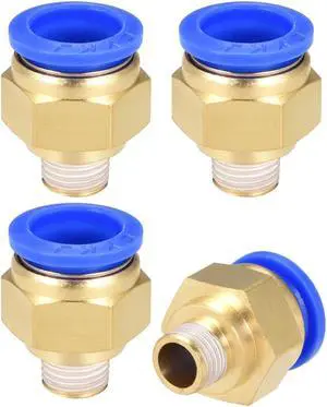 4 Pcs 1/4" G Male Straight Thread 16mm Push In Joint Pneumatic Connector Fitting Quick Fittings