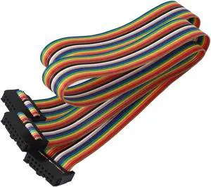 50cm 16 Pin 16 Way F/F Connector IDC Flat Rainbow Color Ribbon Cable 2pcs