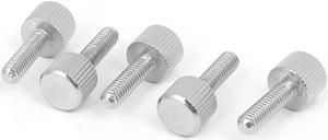 Computer PC Case Stainless Steel Flat Head Knurled Thumb Screw M4 x 14mm 5pcs