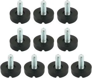 Adjustable Screw Slotted Head Leveling Feet Black Silver Tone M6x13mm 10 Pcs
