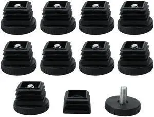 Leveling Feet 30 x 30mm Square Tube Inserts Furniture Adjuster with Nuts 10 Sets
