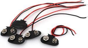 Unique Bargains 5pcs 2-wire 9V Battery Clips Connector T Type Shell Holder Black Red