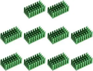 11x28x14mm Green Aluminum Heatsink Thermal Adhesive Pad Cooler for Cooling 3D Printers 10Pcs