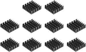 6x20x20mm Black Aluminum Heatsink Thermal Adhesive Pad Cooler for Cooling 3D Printers 10Pcs