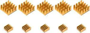Gold Tone Self Adhesive Aluminum Heatsink for RPI, 14x14x7mm, 9x9x5mm, 5 Set Total 10pcs