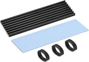 M.2 Aluminum Heatsink Kit 70x22x3mm Black with Silicone Thermal Pads for 2280 SSD