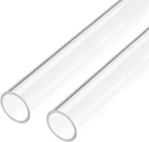 2pcs Clear Rigid Acrylic Pipe 21mm ID x 25mm OD x 0.5m, 2mm Wall Round Tube