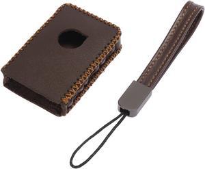 Car Remote Key Fob Case Cover Shell Protector Faux Leather Brown for Volvo XC60 XC90 S90 V90 2019-2021