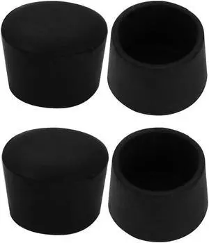 4pcs Furniture Desk Chair Round Rubber Leg Tip Cap 35mm Inner Diameter Black