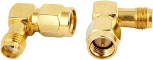 Unique Bargains SMA Female to SMA Male RF Coaxial Coax Adapter Right Angle Connector 2pcs