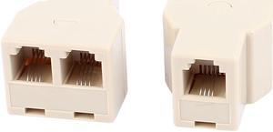 2Pcs 3 Way RJ11 6P4C Telephone Extension Connector Cable Converters Splitter