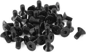 50Pcs Black M4 x 8mm Alloy Steel Hex Socket Flat Head Countersunk Screws Bolts