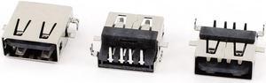 Unique Bargains 3PCS PCB Mount USB A 4-Pin Right Angle Female Jack Socket Port